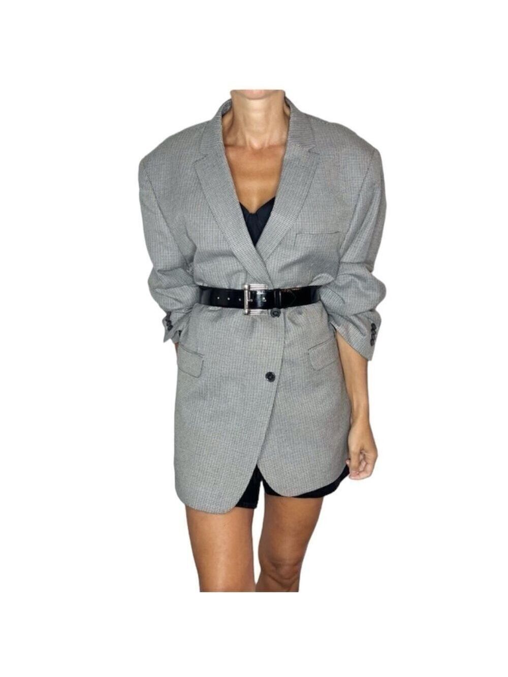 Tommy Hilfiger Grey Check Oversized Blazer 48l